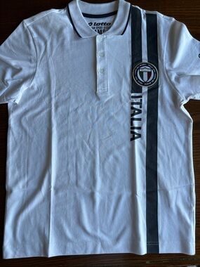 Lotto Vintage Italy 1994 World Cup White Polo with Black Vertical Stripe NWOT